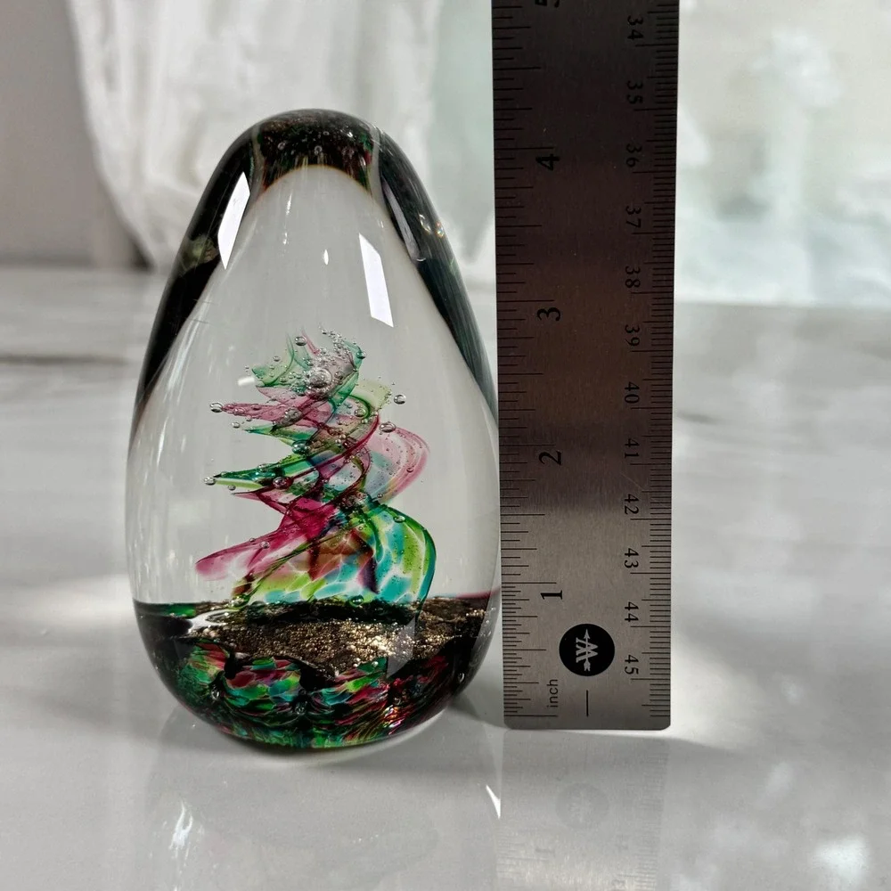 Selkirk Glass Scotland Paperweight Emerald Dance 1993‎ Handmade Art Glass Signed